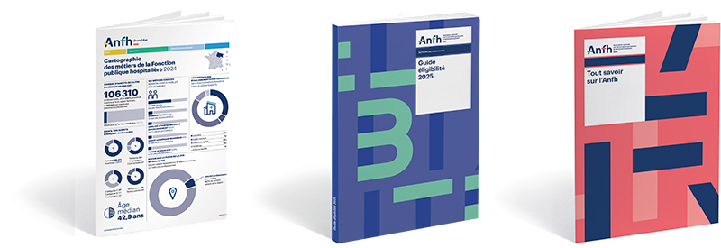  Magazines de l'Anfh : Cartographie des métiers, Guide d'éligibilité, Tout savoir sur l'Anfh
